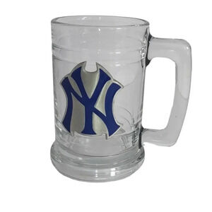 New York Yankees MLB Glass Beer Stein Made In USA 2003 Pewter Baseball